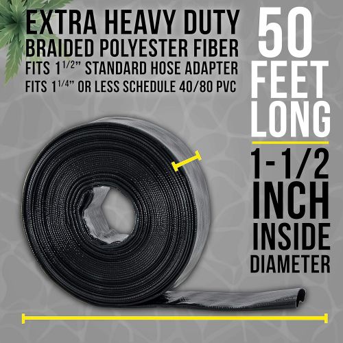  U.S. Pool Supply Black Rhino 1-1/2 x 50 Pool Backwash Hose with Hose Clamp - Extra Heavy Duty Superior Strength, Thick 1.2mm (47mils) - Weather Burst Resistant - Drain Clean Swimmi