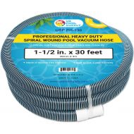 U.S. Pool Supply 1-1/2 x 30 Foot Professional Heavy Duty Spiral Wound Swimming Pool Vacuum Hose with Swivel Cuff