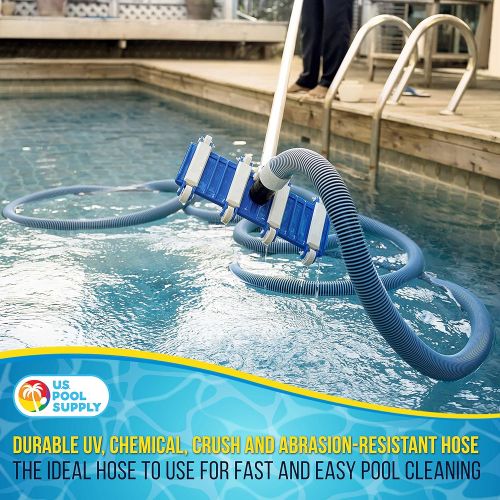  U.S. Pool Supply 1-1/2 x 50 Foot Professional Heavy Duty Spiral Wound Swimming Pool Vacuum Hose with Kink-Free Swivel Cuff & Flexible