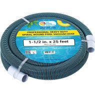 U.S. Pool Supply 1-1/2 x 25 Foot Professional Heavy Duty Spiral Wound Swimming Pool Vacuum Hose with Kink-Free Swivel Cuff & Flexible