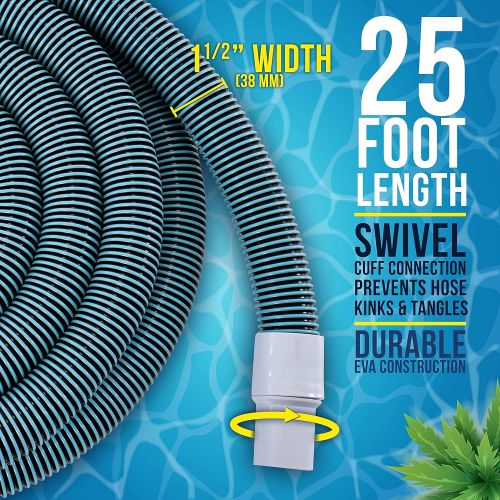  U.S. Pool Supply 1-1/2 x 25 Foot Professional Heavy Duty Spiral Wound Swimming Pool Vacuum Hose with Kink-Free Swivel Cuff & Flexible