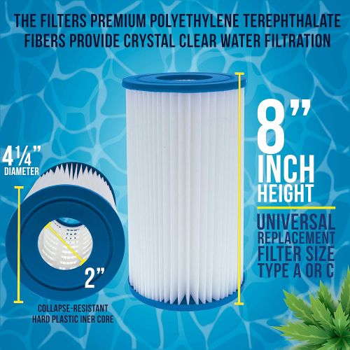  U.S. Pool Supply 4 Pack of Universal Replacement Filter Cartridges, Type A or C - Compatible with Above Ground Swimming Pool Pumps Using Type A or C Filters - Provides Premium Clea