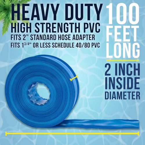  U.S. Pool Supply 2 x 100 Heavy Duty Blue PVC Swimming Pool Backwash Hose with Hose Clamp