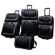 U.S. Traveler U.S Traveler New Yorker Lightweight Expandable Rolling Luggage 4-Piece Suitcases Sets - Black