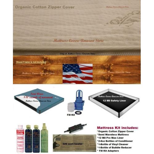  U.S. Water, Aqua Fusion, Calesco California King semi waveless waterbed mattress with zipper cover & Heater