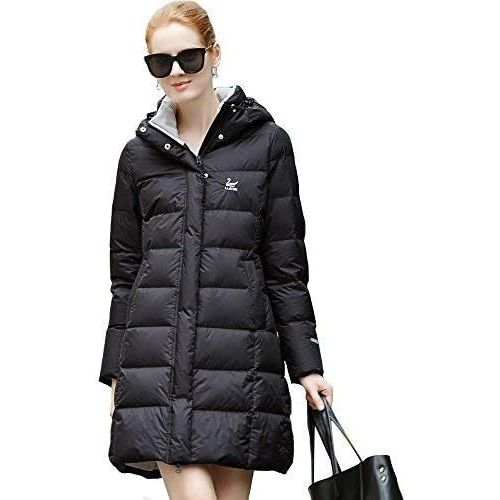  UAISI Womens Goose Down Jacket Slim Fit Hooded Long Warm Winter Outerwear Coat Parka