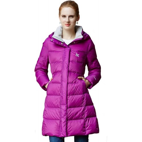  UAISI Womens Goose Down Jacket Slim Fit Hooded Long Warm Winter Outerwear Coat Parka