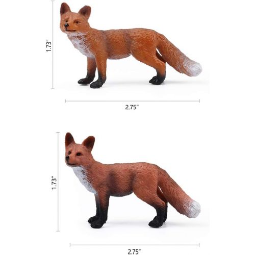  UANDME Fox Toy Figures Set Includes Arctic Fox & Red Foxes Figurines Cake Toppers (7 Foxes)