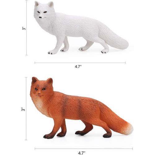  UANDME Fox Toy Figures Set Includes Arctic Fox & Red Foxes Figurines Cake Toppers (7 Foxes)