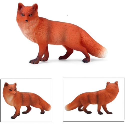  UANDME Fox Toy Figures Set Includes Arctic Fox & Red Foxes Figurines Cake Toppers (7 Foxes)