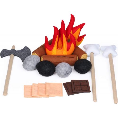  UANDME 21pcs Pretend Camping Play Set Safe Campfire Toys for Kids Dramatic Play Toys for Boys and Girls Doll Camping for Preschoolers