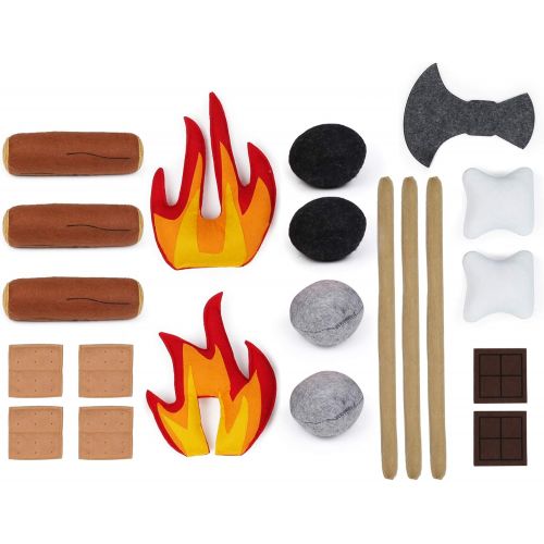  UANDME 21pcs Pretend Camping Play Set Safe Campfire Toys for Kids Dramatic Play Toys for Boys and Girls Doll Camping for Preschoolers