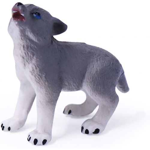  UANDME 4pcs Wolf Toy Figurines Set Arctic Wolf Animal Figures White Wolf Family Cake Topper Toy Gift for Kids (White)