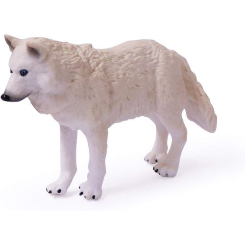  UANDME 4pcs Wolf Toy Figurines Set Arctic Wolf Animal Figures White Wolf Family Cake Topper Toy Gift for Kids (White)