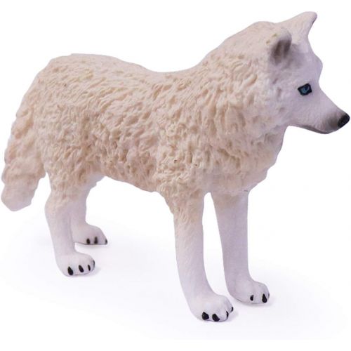  UANDME 4pcs Wolf Toy Figurines Set Arctic Wolf Animal Figures White Wolf Family Cake Topper Toy Gift for Kids (White)