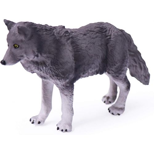  UANDME 4pcs Wolf Toy Figurines Set Wolf Animal Figures Grey Wolf Family Cake Topper Toy Gift for Kids (Grey)