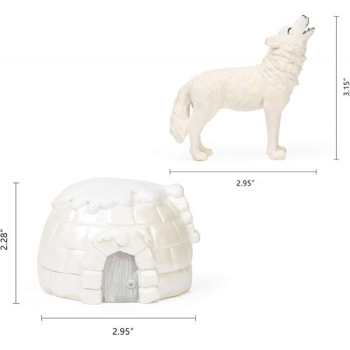  UANDME 7Pcs Polar Animals Figurines with Igloo for Kids Realistic Arctic Animal Figures Toy Playset Includes Polar Bear, Snowy Owl, Wolf, Rabbit, Arctic Fox Cake Topper Birthday Toy Gift