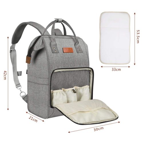  UBBCARE Diaper Bag Backpack Large Multi-Function Travel Back Pack Grey Baby Nappy Changing Bag for...