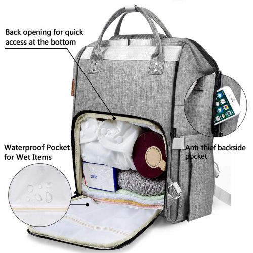  UBBCARE Diaper Bag Backpack Large Multi-Function Travel Back Pack Grey Baby Nappy Changing Bag for...