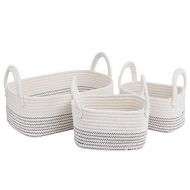 UBBCARE Cotton Rope Storage Baskets Storage Bins Organizer Decorative Woven Basket With Handles for Nursery Baby Clothes, Toy, Makeup, Books, Set of 3