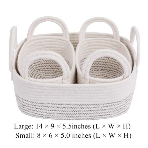  UBBCARE Cotton Rope Storage Baskets Storage Bins Organizer Decorative Woven Basket With Handles for Nursery Baby Clothes, Toy, Makeup, Books, Set of 3
