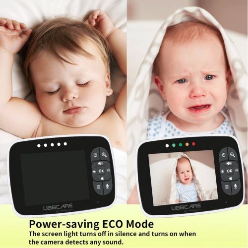  UBBCARE Video Baby Monitors with Camera 3.5 Large Screen Display Night Vision,ECO Mode,Two Way Talk Temperature Sensor Monitoring (Baby Monitor with Two Camera)