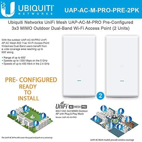  UBNT Systems UniFi Mesh UAP-AC-M-PRO PRE-CONFIGURED 802.11ac Wireless Access Point 3x3 MIMO Outdoor Wi-Fi AP (2-Units)