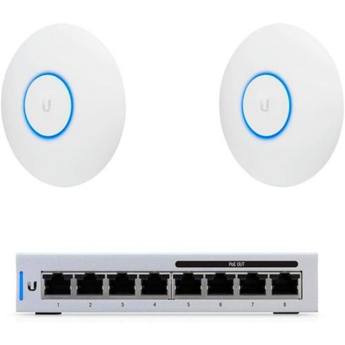  UBNT Systems UniFi Switch 8 US-8-60W 8-Port Fully Managed Gigabit Ethernet with UniFi Access Point AC PRO 2Pack Wi-Fi 802.11ac Dual-Radio 3X3 MIMO Technology