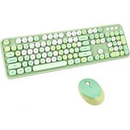 [아마존베스트]UBOTIE Colorful Computer Wireless Keyboard Mouse Combos, Typewriter Flexible Keys Office Full-Sized Keyboard, 2.4GHz Dropout-Free Connection and Optical Mouse (Green-Colorful)