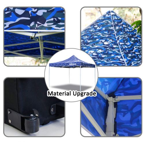  UBOWAY 10x10 Ft Pop Up Canopy - Outdoor Instant Canopy Tent, Waterproof Air Circulation Shelter with Side Wall, Wheeled Backpack Bag for Beach, Backyard, Tailgate, Party (Navy)