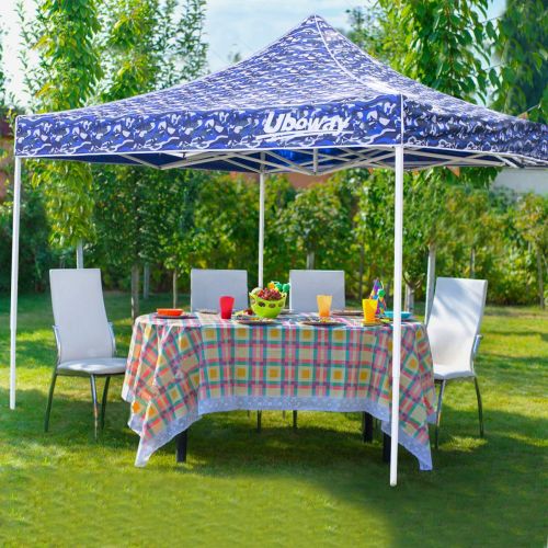  UBOWAY 10x10 Ft Pop Up Canopy - Outdoor Instant Canopy Tent, Waterproof Air Circulation Shelter with Side Wall, Wheeled Backpack Bag for Beach, Backyard, Tailgate, Party (Navy)
