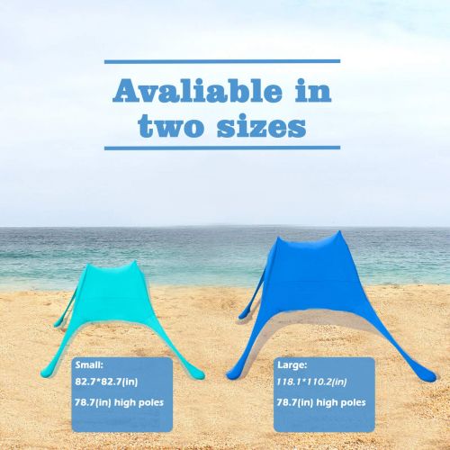  UBOWAY Beach Shade Tent with Sand Anchors and Canopy for Beach, Picnic, Camping