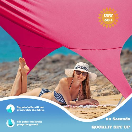  UBOWAY Beach Shade Tent with Sand Anchors and Canopy for Beach, Picnic, Camping