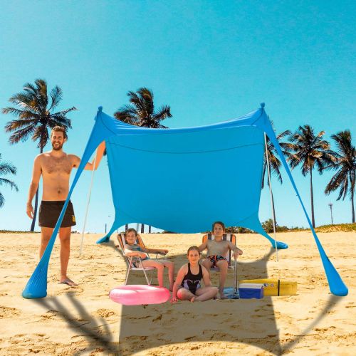  UBOWAY Beach Shade Tent with Sand Anchors and Canopy for Beach, Picnic, Camping