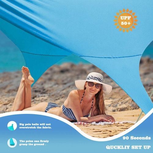  UBOWAY Beach Shade Tent with Sand Anchors and Canopy for Beach, Picnic, Camping