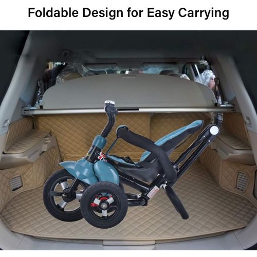  [아마존베스트]UBRAVOO 6-in-1 Toddler Tricycle with Adjustable Canopy, Detachable Guardrail, Harness, Folding Footrest, Brake, Folding Push Baby Tricycle for 1 2 3 Years Old