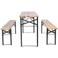 UBRTools DEALS 3 PCS Beer Table Bench Set Folding Wooden Top Picnic Table Patio New