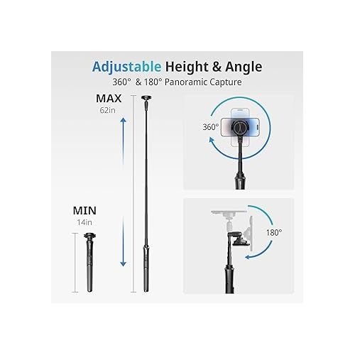  UBeesize 62'' Magnetic Selfie Stick Phone Tripod with Wireless Remote, Extendable Cell Phone Tripod Stand, Compatible with MagSafe, Cellphone Tripod for iPhone 15 14 13 12 Series and Android Phones