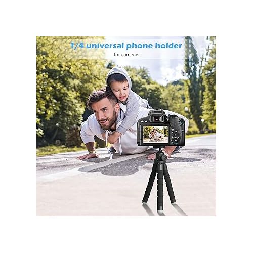  Ubeesize Phone Tripod, Portable and Flexible Tripod with Wireless Remote and Clip, Cell Phone Tripod Stand for Video Recording Black