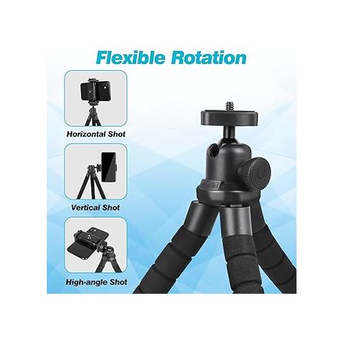  UBeesize Phone Tripod, Portable and Flexible Tripod with Wireless Remote and Clip, Cell Phone Tripod Stand for Video Recording(Black)