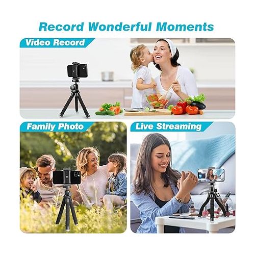  UBeesize Phone Tripod, Portable and Flexible Tripod with Wireless Remote and Clip, Cell Phone Tripod Stand for Video Recording(Black)