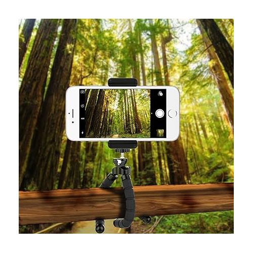  Ubeesize Flexible Mini Phone Tripod, Portable and Adjustable Camera Stand Holder with Wireless Remote and Universal Clip, Compatible with Cellphones, Sports Cameras