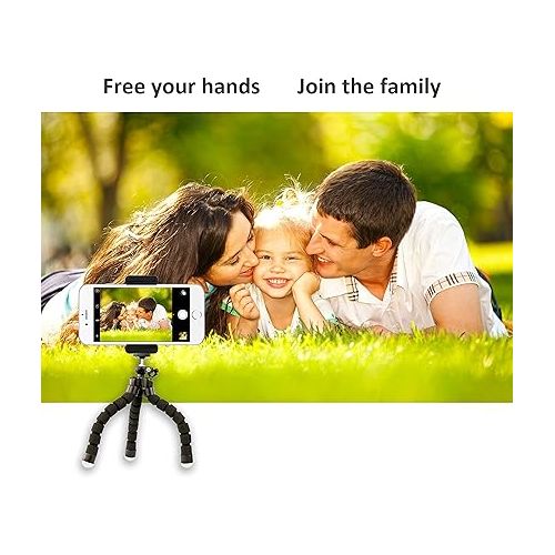  Ubeesize Flexible Mini Phone Tripod, Portable and Adjustable Camera Stand Holder with Wireless Remote and Universal Clip, Compatible with Cellphones, Sports Cameras