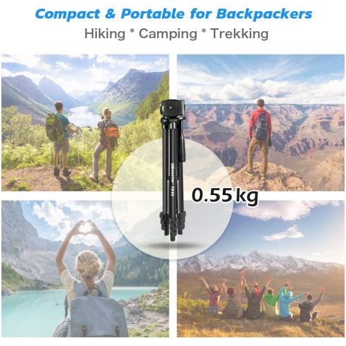  [아마존핫딜][아마존 핫딜] UBeesize Phone Tripod, 51 Adjustable Travel Video Tripod Stand with Cell Phone Mount Holder & Smartphone Bluetooth Remote, Compatible with iPhone/Android (Black)