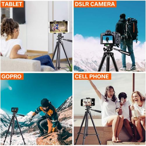  [아마존 핫딜] UBeesize Phone Tripod, 50’’ Extendable Lightweight Aluminum Tripod Stand with Universal Cell Phone/Tablet Holder, Remote Shutter, Compatible with Smartphone & Tablet & Camera.