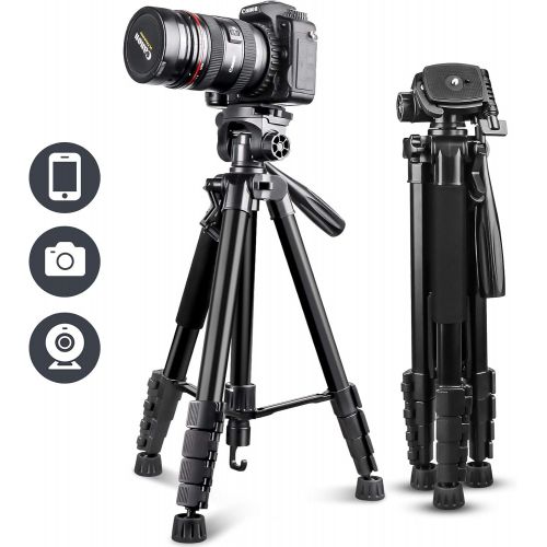  UBeesize 67” Camera Tripod with Travel Bag, Cell Phone Tripod with Wireless Remote and Phone Holder, Compatible with All Cameras, Cell Phones, Projector, Webcam, Spotting Scopes