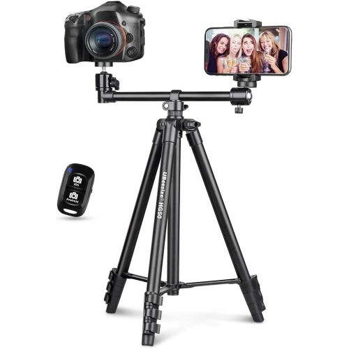  UBeesize 50-inch Phone Tripod Stand with Extended Arm, Portable Horizontal Tripod with 360° Adjustable Ball Head for Video Recording, Live Streaming and Photography