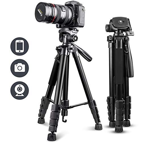  UBeesize 67” Camera Tripod with Travel Bag, Cell Phone Tripod with Wireless Remote and Phone Holder, Compatible with All Cameras, Cell Phones, Projector, Webcam, Spotting Scopes