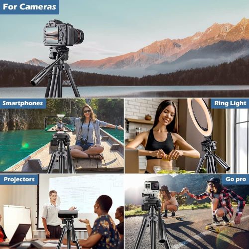  UBeesize 67” Camera Tripod with Travel Bag, Cell Phone Tripod with Wireless Remote and Phone Holder, Compatible with All Cameras, Cell Phones, Projector, Webcam, Spotting Scopes