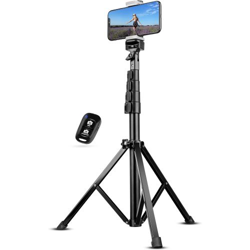  UBeesize 60 Extendable Tripod Stand with Bluetooth Remote for iPhone Android Phone, Heavy Duty Aluminum, Lightweight, Load Capacity: 1 Kg